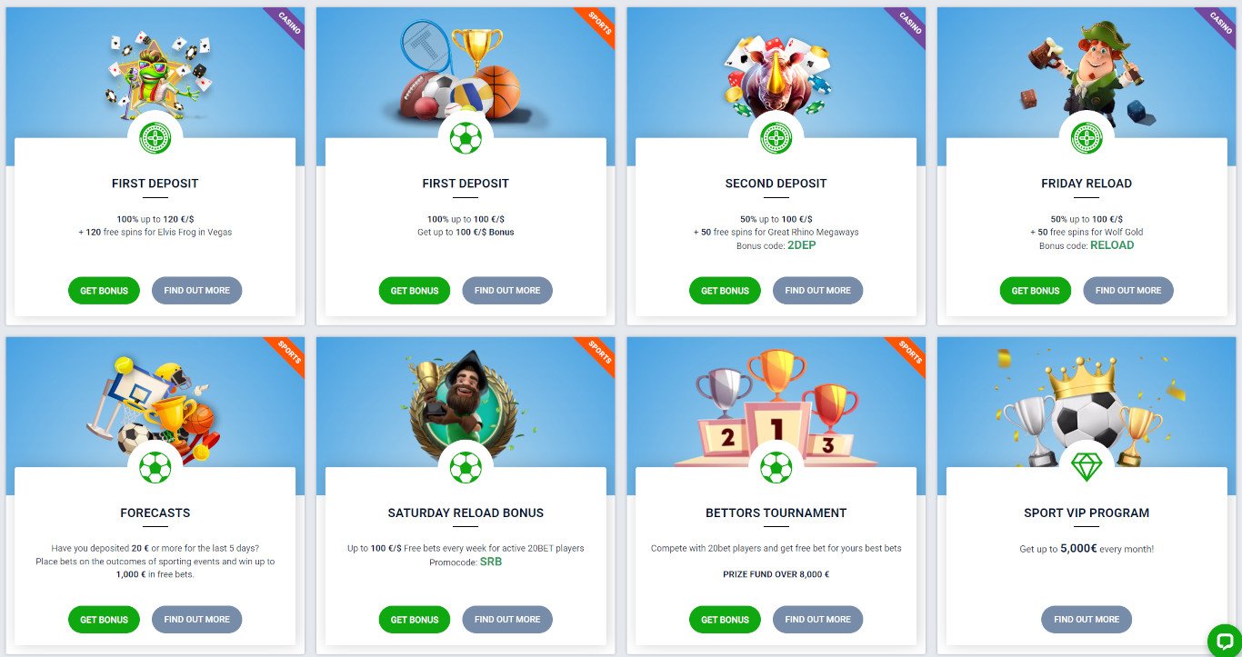 20Bet Casino Bonuses for Players