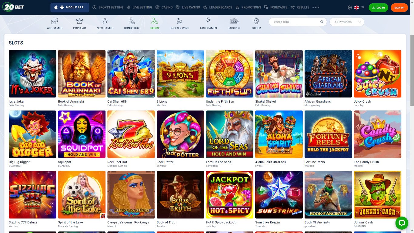 20Bet Casino Games