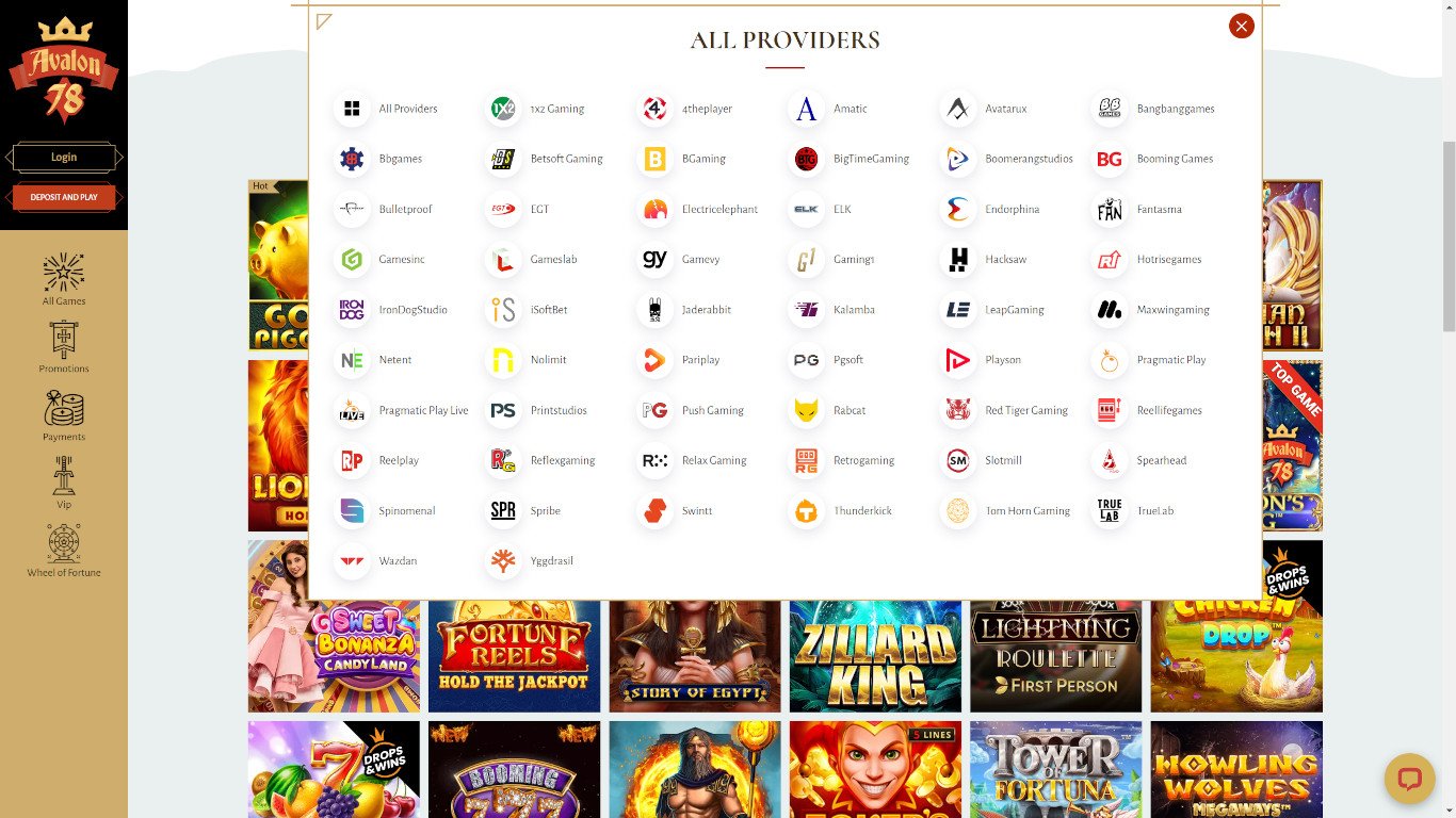 Avalon 78 Casino Games
