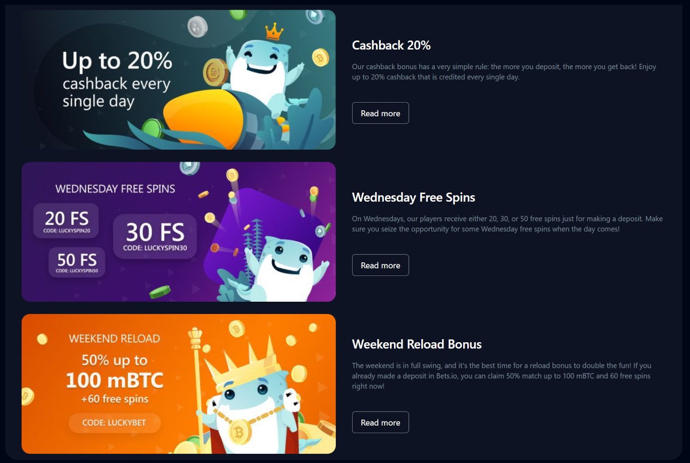 Bets.io Casino Bonuses for Players