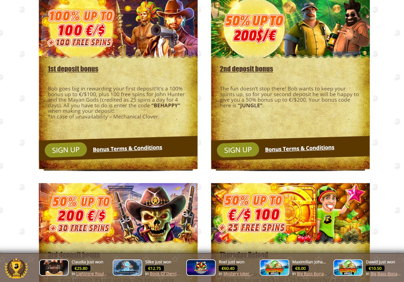 Bob Casino Bonuses for Players
