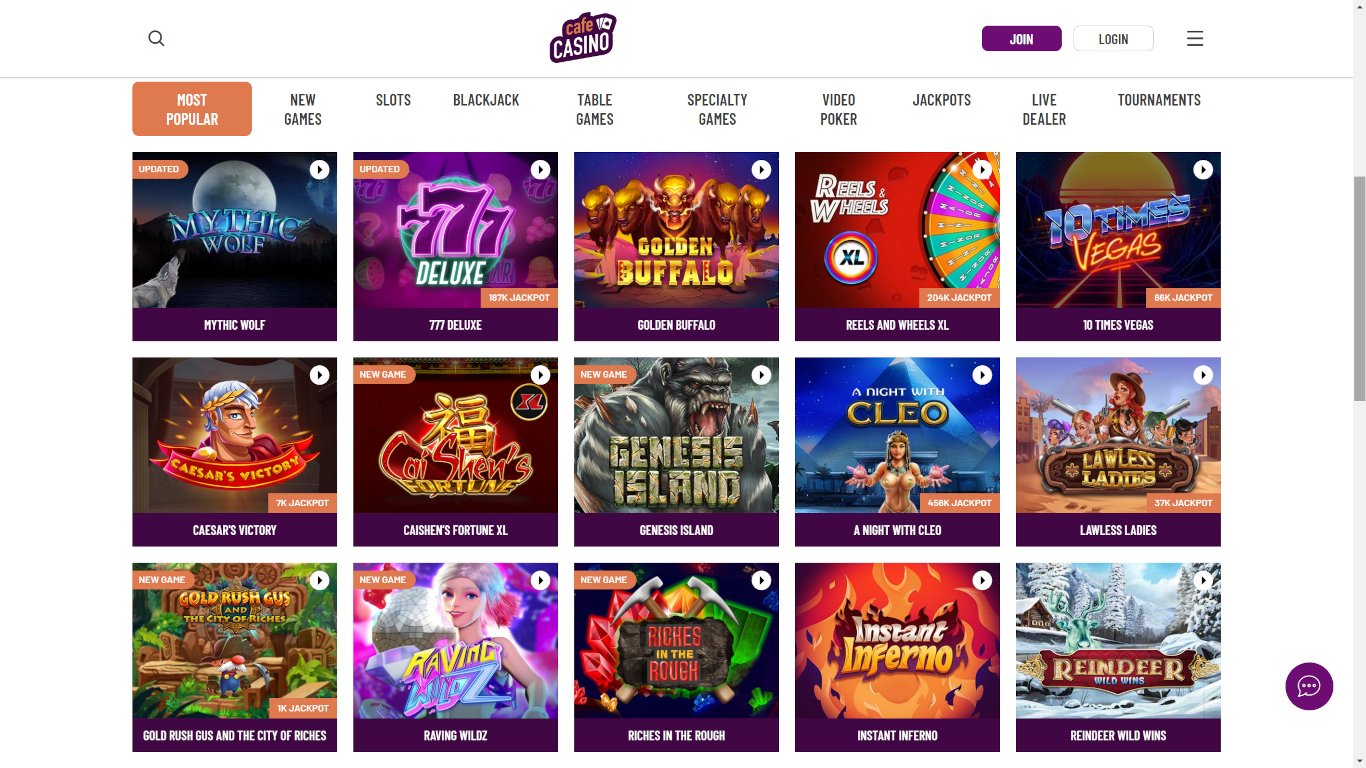 Cafe Casino Games