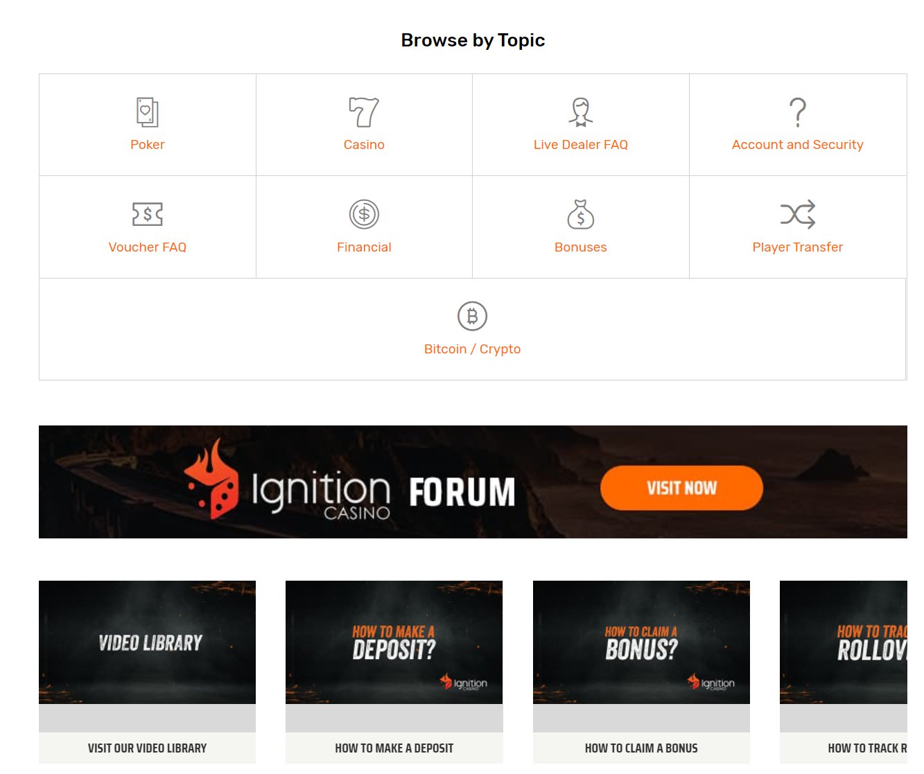 Help and Banking in the Ignition Casino