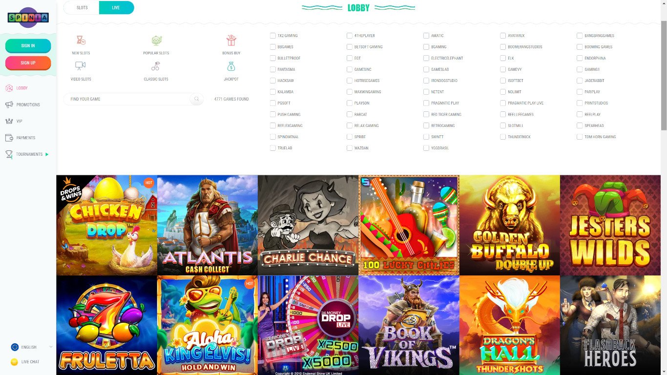 Spinia Casino Games